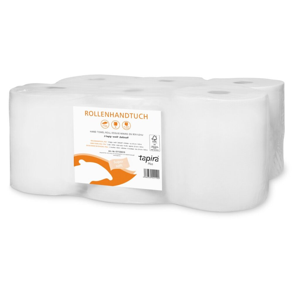 TAPIRA PLUS Rollenhandtuchpapier Ø 19cm - 2 lagig- (VE-Pack a 6 Rollen)