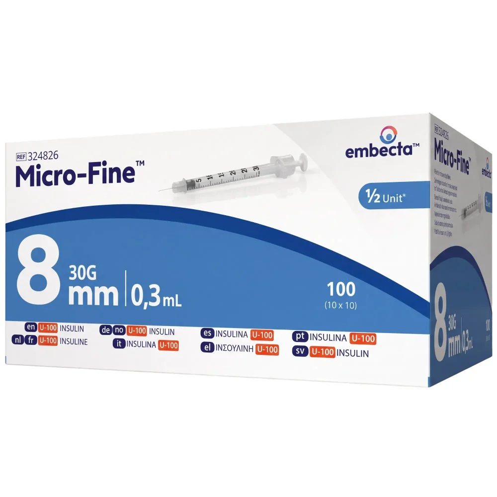 embecta Micro-Fine U100 Insulinspritze 0,3 ml 30G 0,3x8 mm