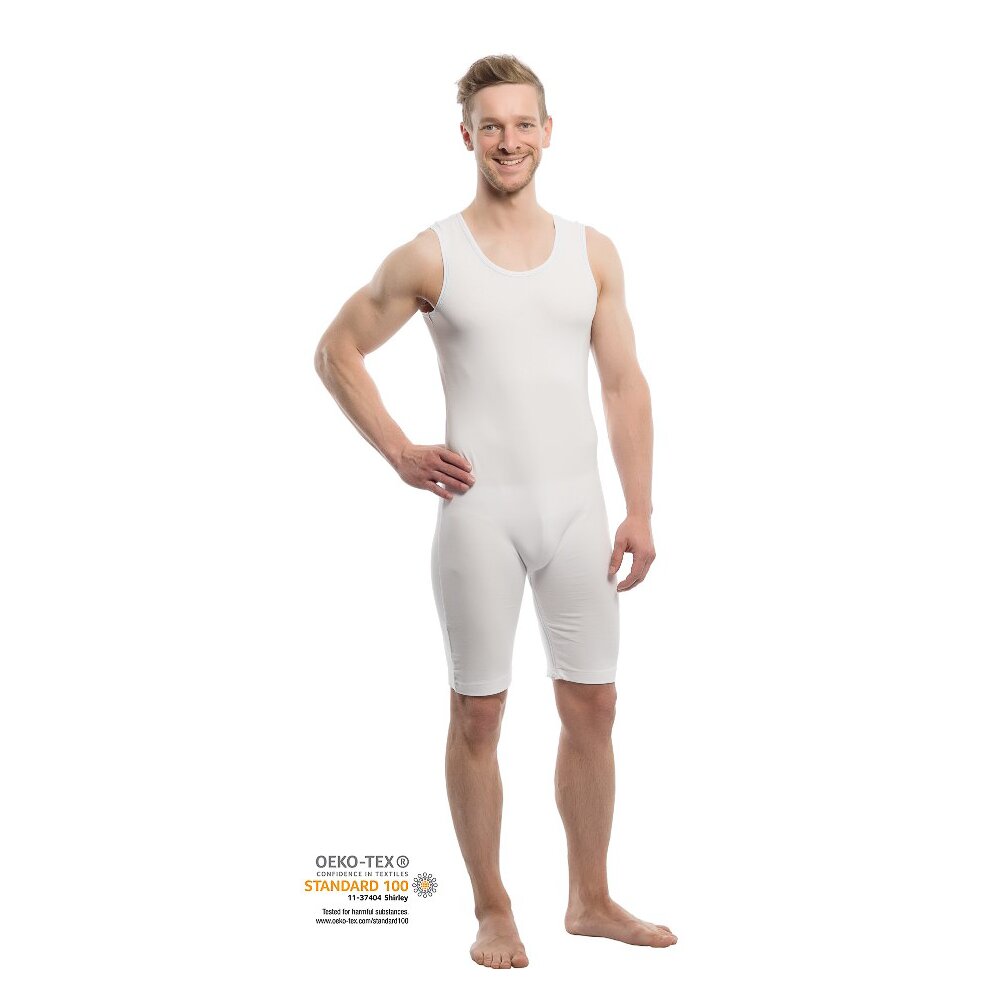 Pflegebody ohne Arm mit Beinreißverschluss, weiß, Größe L