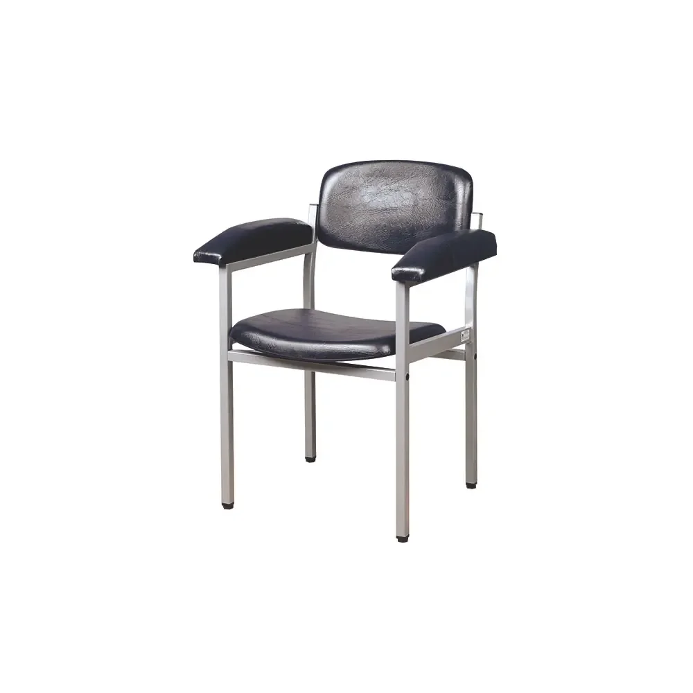 Blutentnahmestuhl grau-aluminium mit Kunstlederbezug schwarz