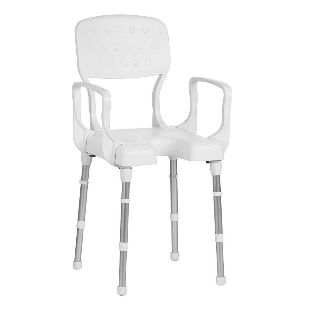 Duschhocker Nizza mit Hygieneausschnitt / Armlehnen und Rückenlehne