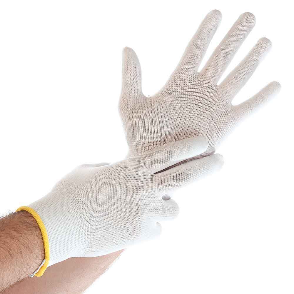 Baumwoll Trikothandschuh - Größe 8 (M) hochweiss-gebleicht!, (1 Paar)