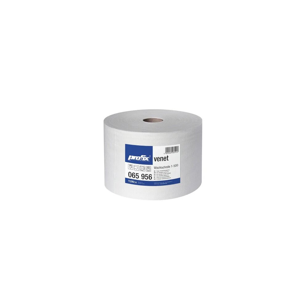 PROFIX VENET Wischtuchrolle 28,0 x 36 cm, 500 Blatt, Spunlace, weiss, gelocht (1 Rolle)