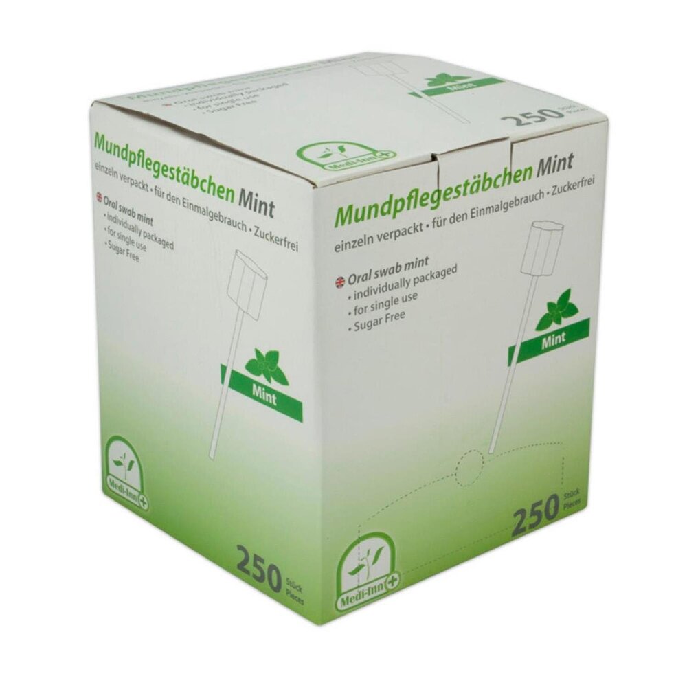 Medi-Inn zuckerfreie Mundpflegestäbchen | mint, 250 Stück