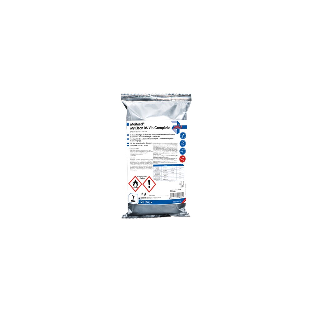 MaiMed MyClean DS ViruComplete, vorgetränkte Desinfektionstücher, Nachfüllpack für die Dose (150 Blatt)
