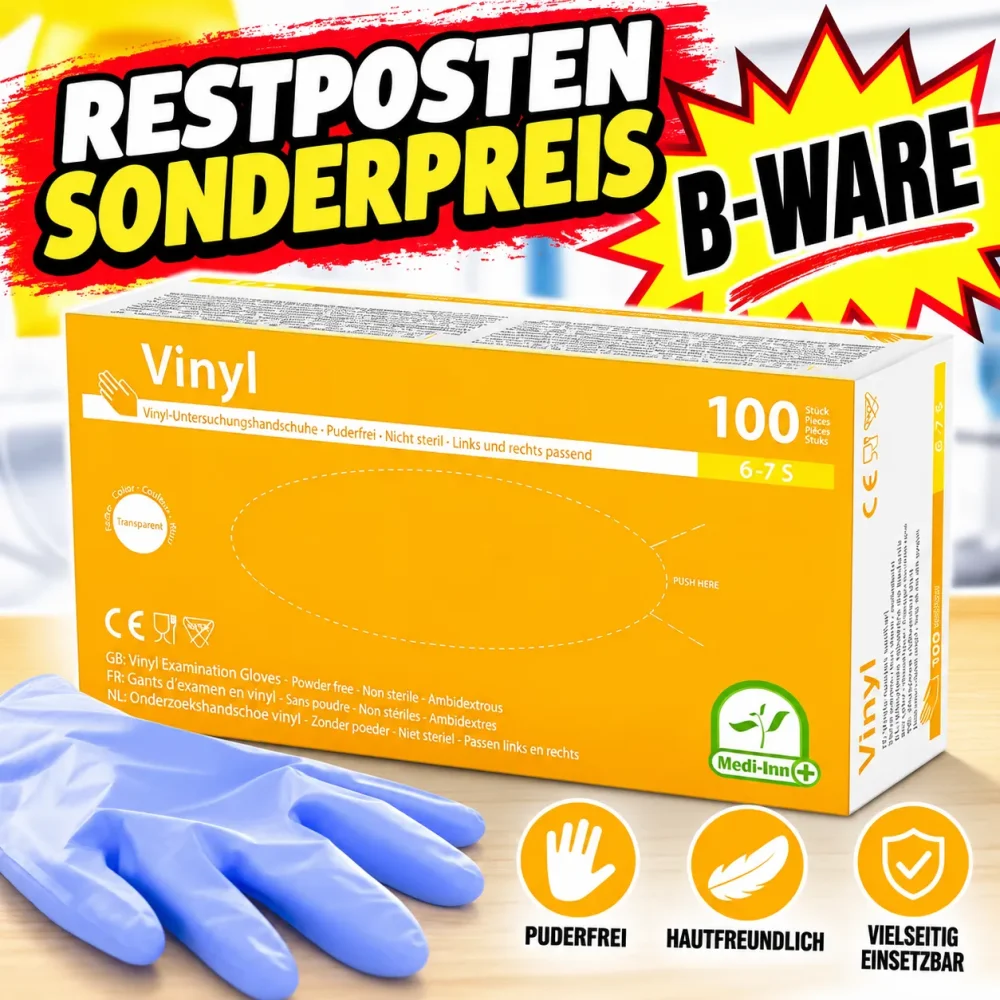 Medi-Inn Vinyl Comfort, Einmalhandschuhe puderfrei, Größe M, 100 Stk.