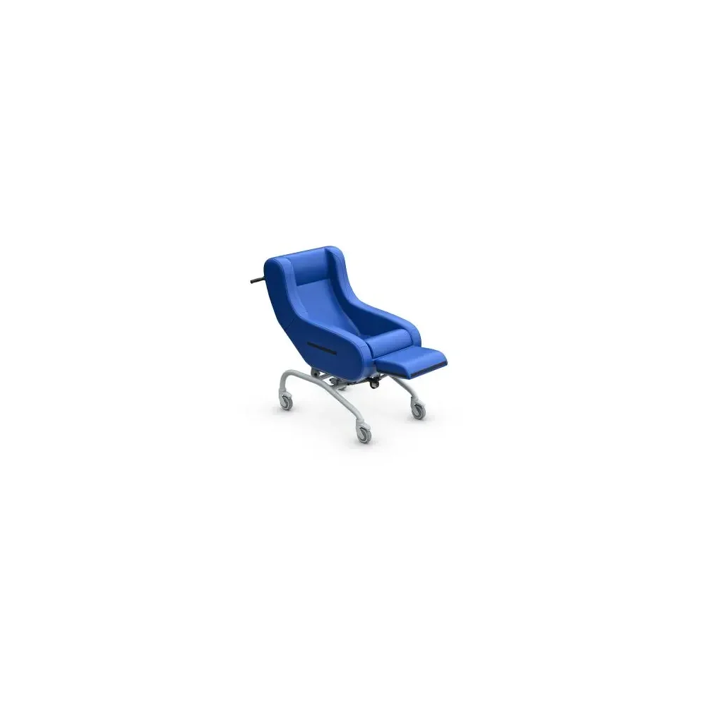 Pflegerollstuhl Doris, Bezug Kunstleder, Farbe Blau, kleine Räder, inkl. Frotteebezug