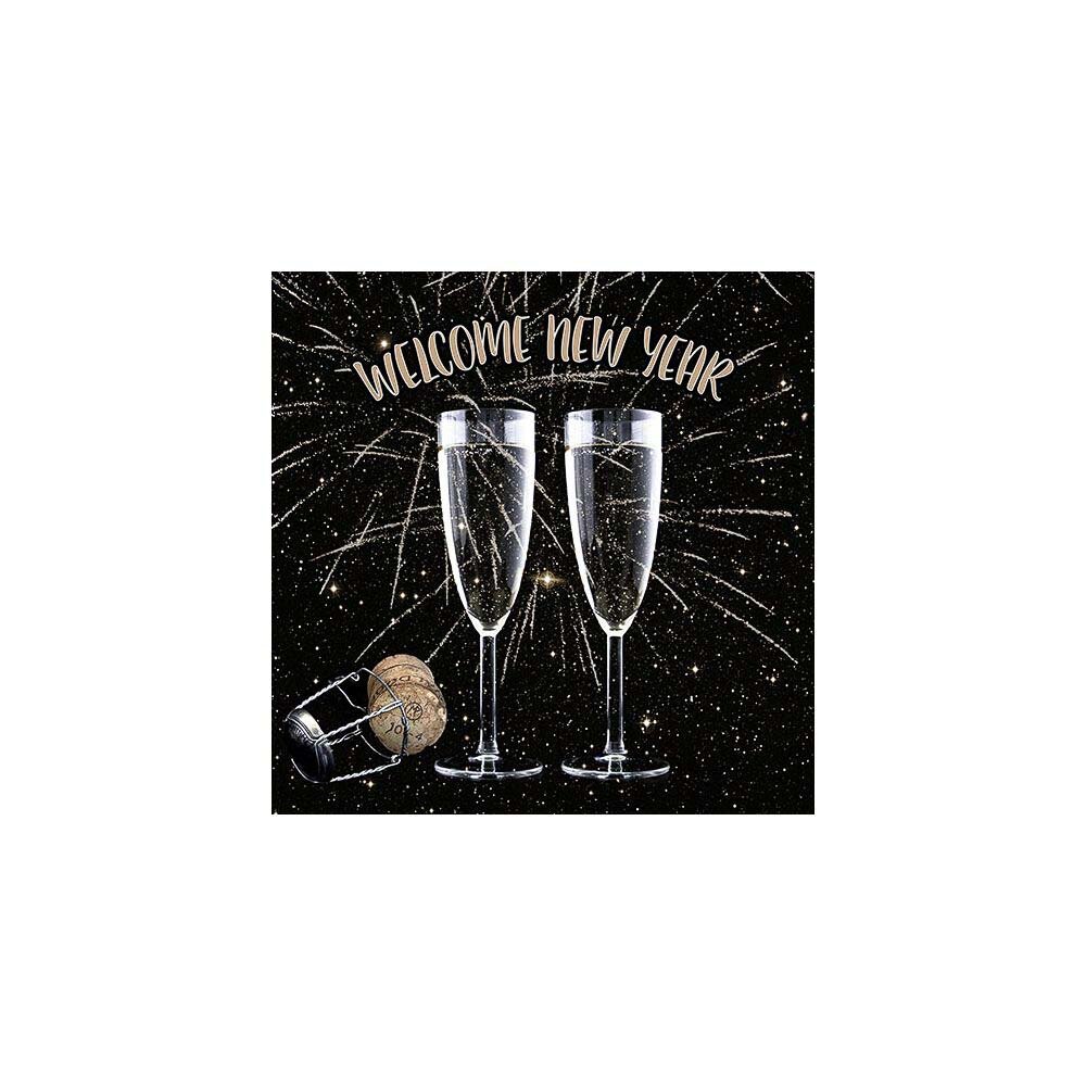 Servietten, 3-lagig 1/4-Falz 33 x 33 cm Welcome New Year" (Pack a 20 Stk)"