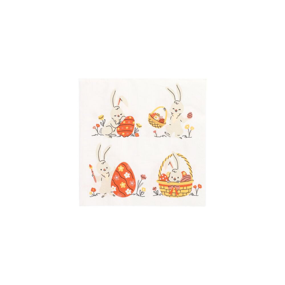 Servietten, 3-lagig 1/4-Falz 33 x 33 cm Rabbit Parade" (Pack a 20 Stück)"