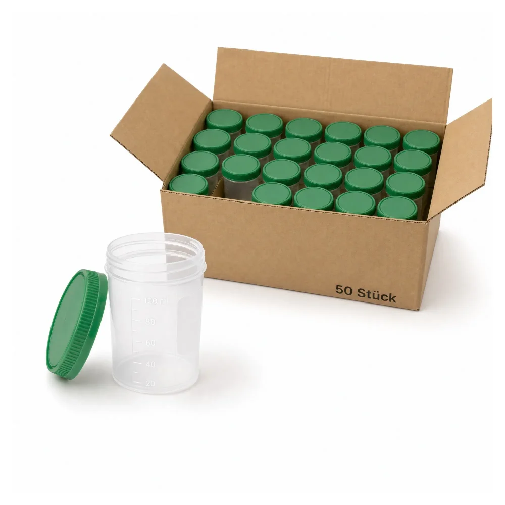 Kaiser Cares Urinbecher 125 ml Probenbecher mit Deckel 50 Stück