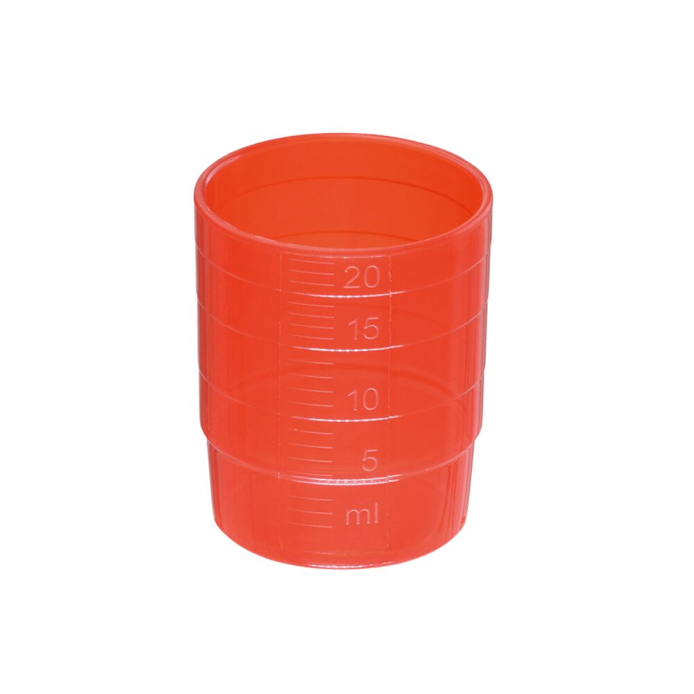 melipul MEHRWEG-Medikamentenbecher, stapelbar, 25ml, Pack 60 Stück, rot