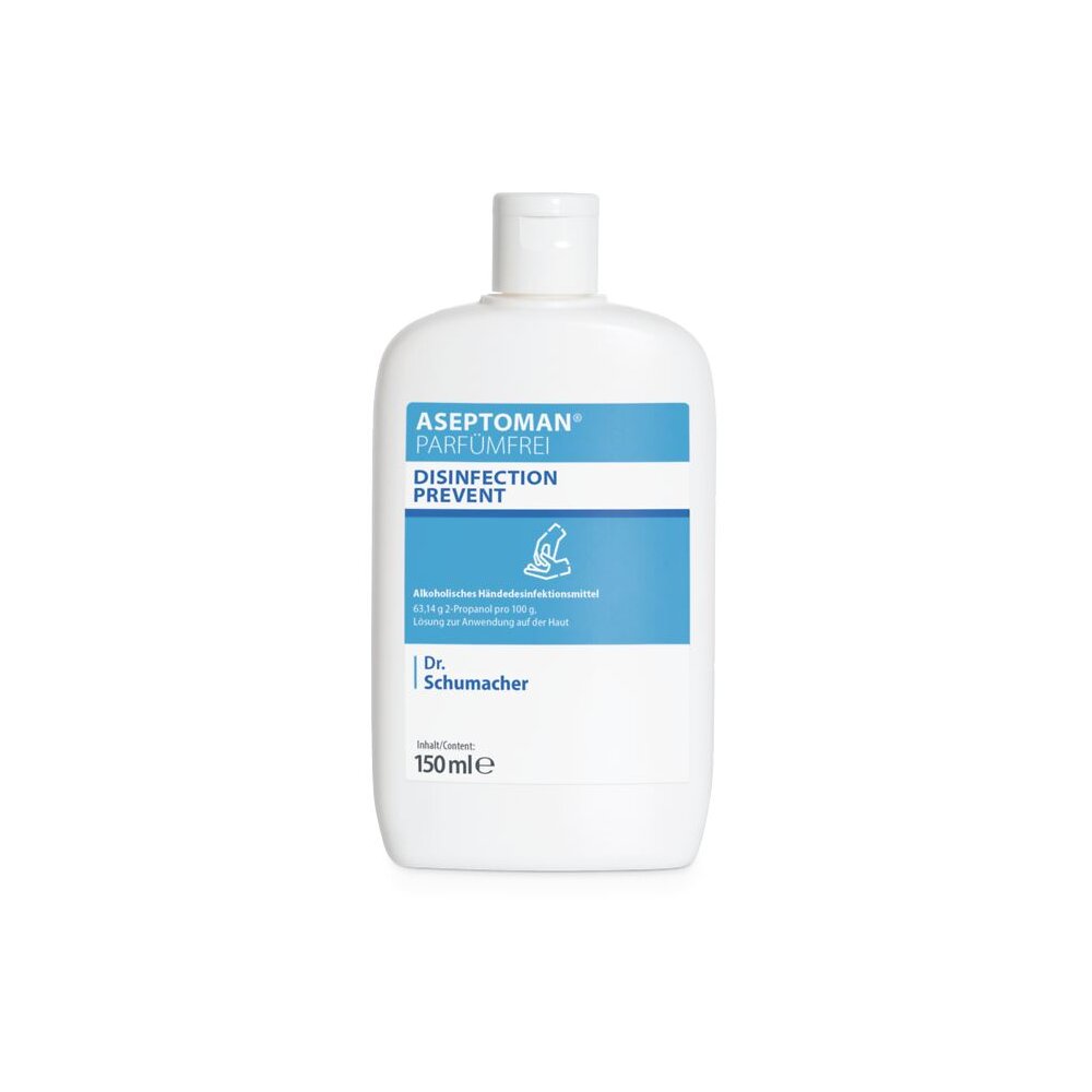 ASEPTOMAN® Parfümfrei, begrenzt viruzid, alkoholisches Händedesinfektionsmittel, (150 ml Kittelflasche)