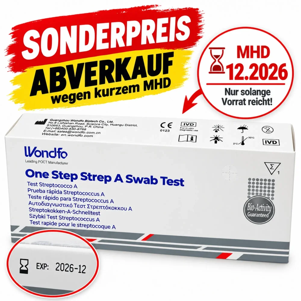 Wondfo Strep A Scharlach Selbsttest PZN 19288707 (Einzelverpackung) MHD 12/2026