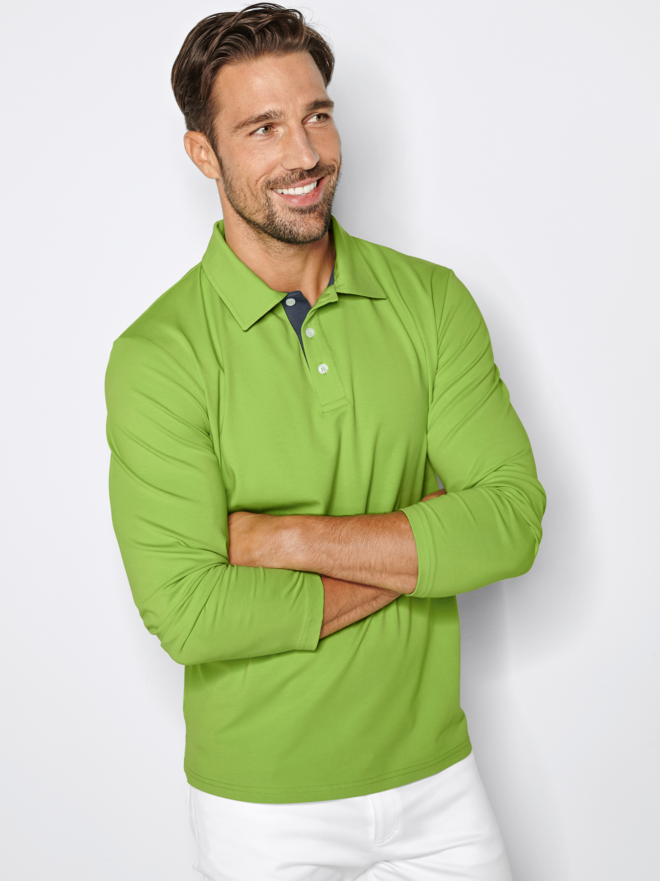 Langarmpoloshirt aus Single Jersey