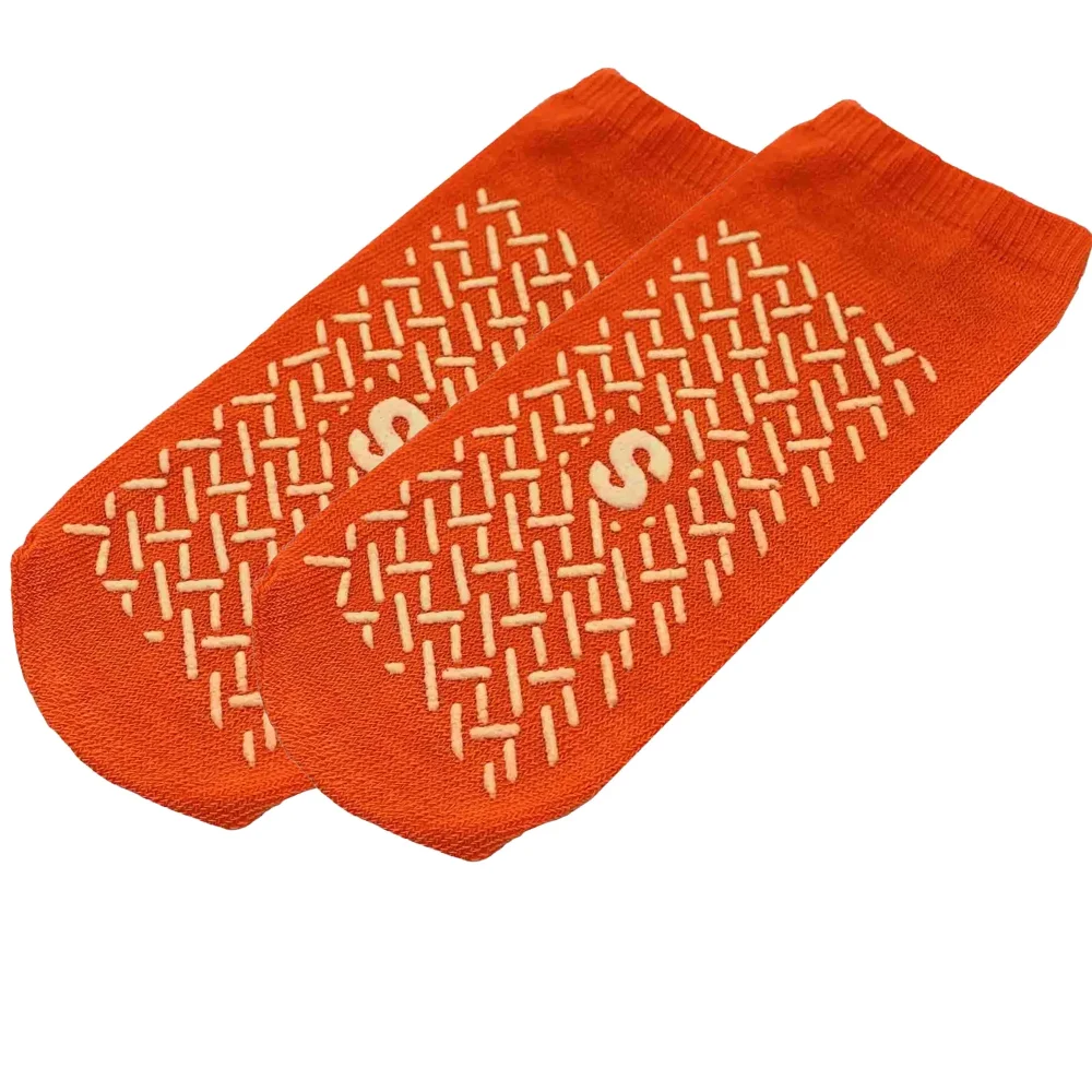Anti-Rutsch-Socken Größe S 32-35, orange, beidseitig beschichtet