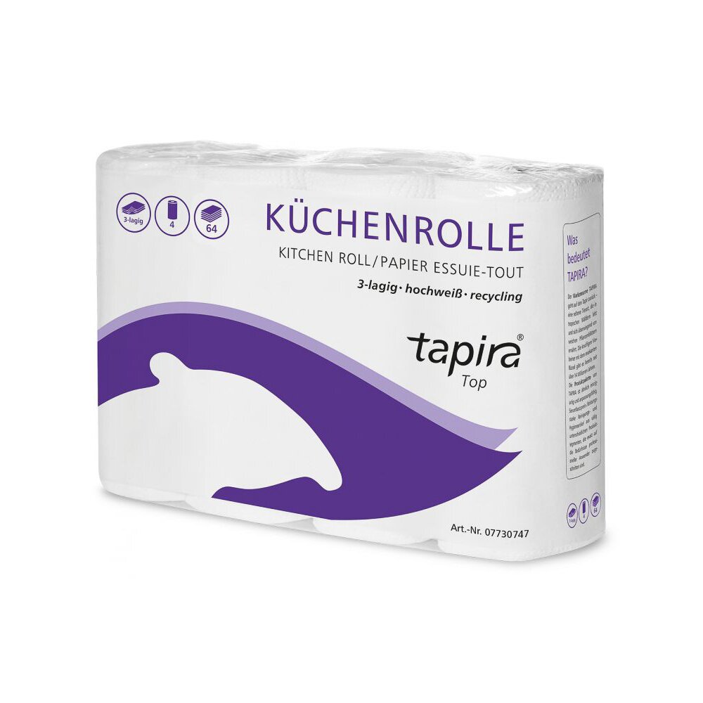 TAPIRA TOP Küchenrolle, 3-lagig, 26 x 22cm (VE 4 Rollen)