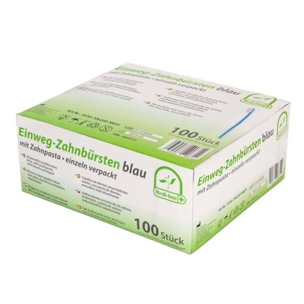 Medi-Inn Einmalzahnbürsten | blau, 100 Stück