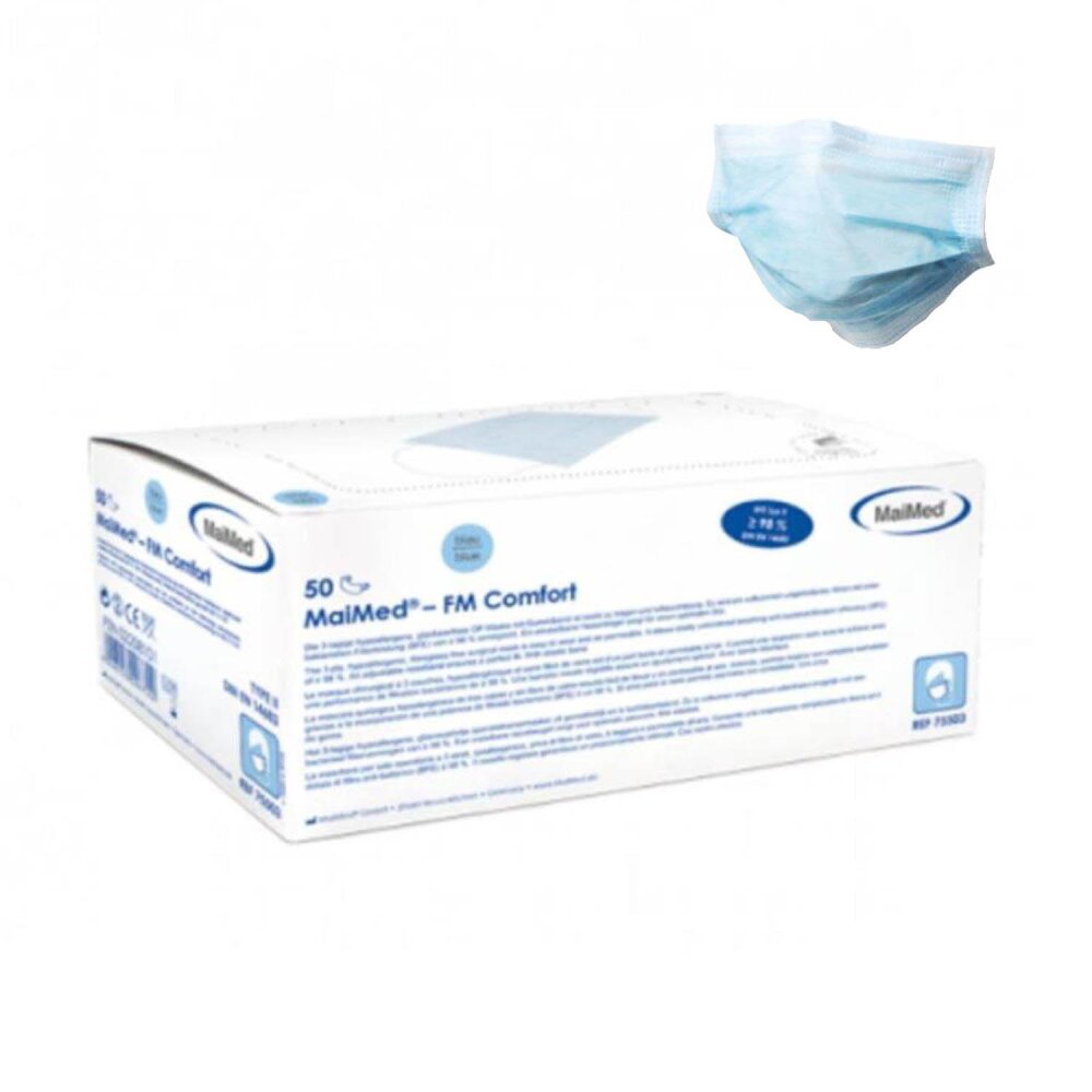 MaiMed FM Comfort | Mundschutz 3-lagig, Typ II, blau, 50 Stück
