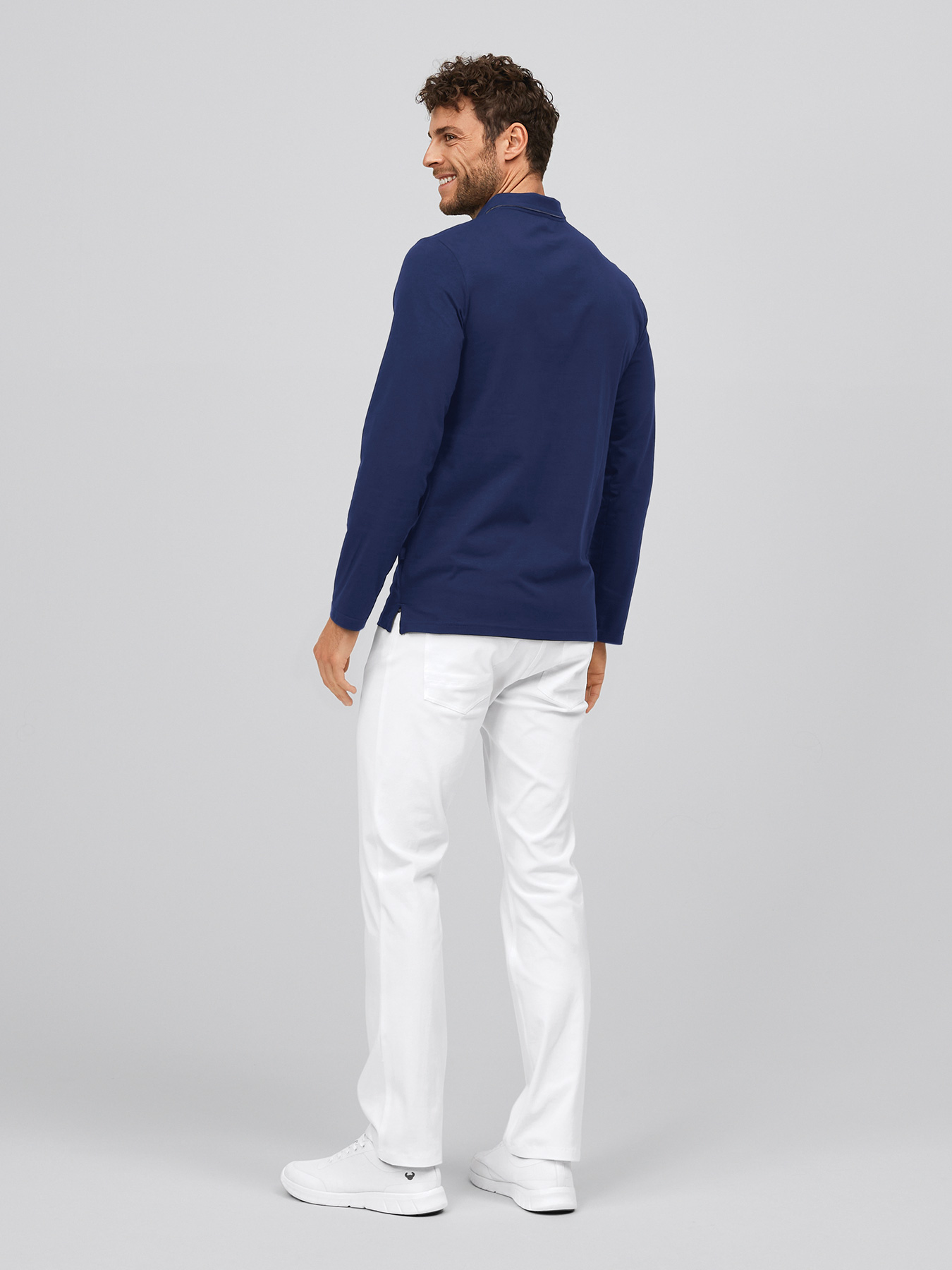 Langarmshirt ALGIER mit Kragen, Single Jersey
