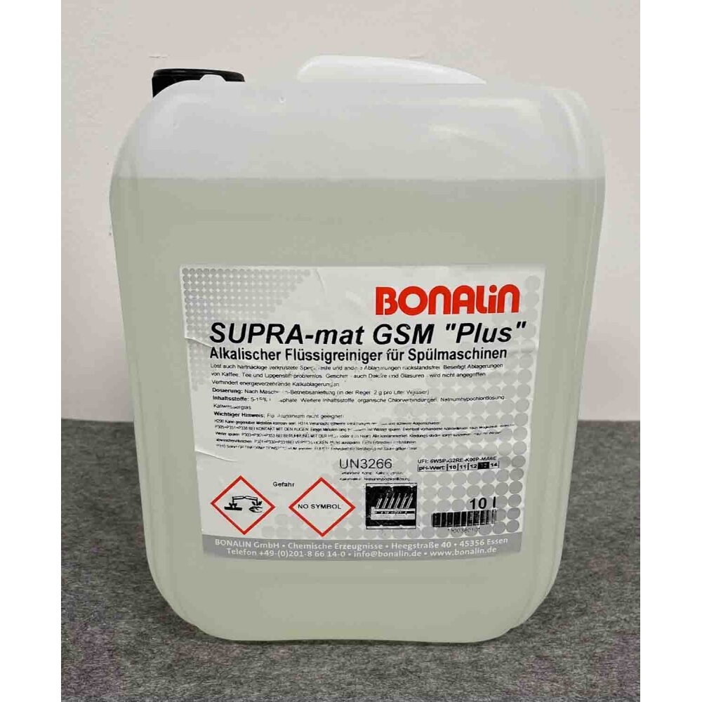 SUPRA-mat GSM plus (alkalischer) Flüssiges Maschinen-Geschirrspülmittel 10 L Kanister Bonalin