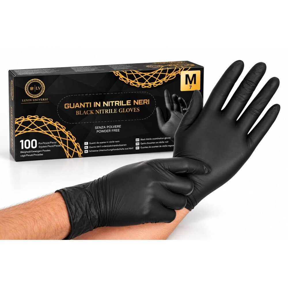 Nitril nero, Einmalhandschuhe schwarz, Box a 100 Stück I Größe S