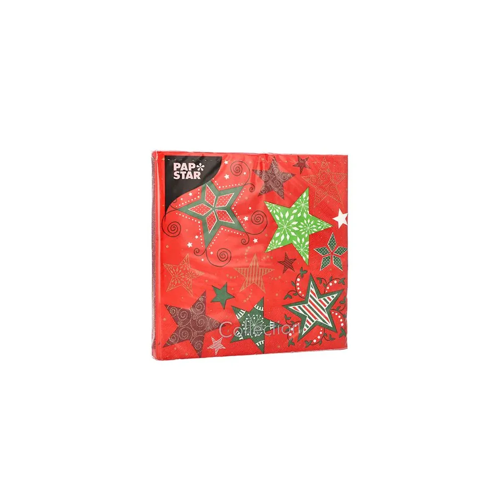 Servietten Heavenly Stars 33 x 33 cm 3-lagig 1/4 Falz | 15 Pack à 20 Servietten (Saisonartikel)