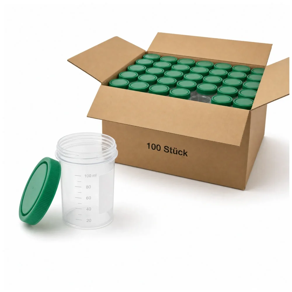 Kaiser Cares Urinbecher 125 ml Probenbecher mit Deckel 100 Stück