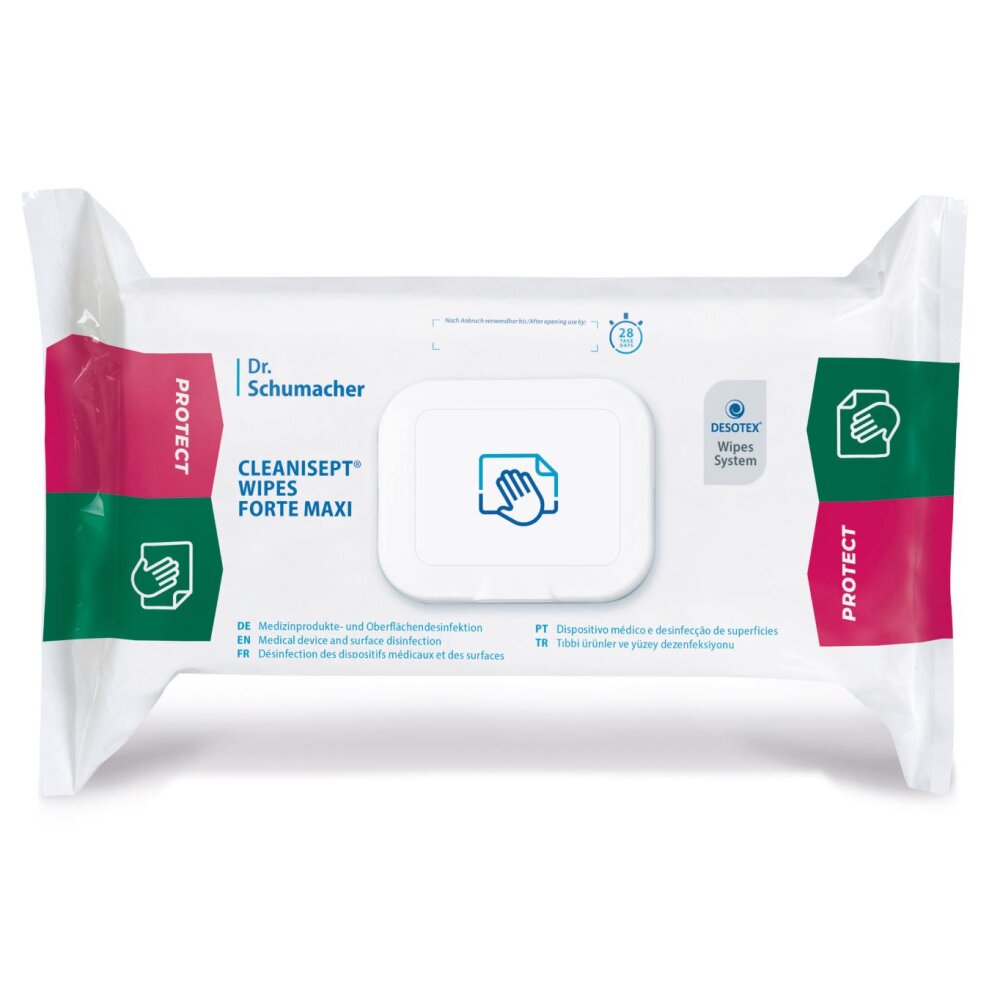 CLEANISEPT WIPES FORTE MAXI Fläche - Gebrauchsfertige alkoholfreie Desinfektionstücher 100 Tücher