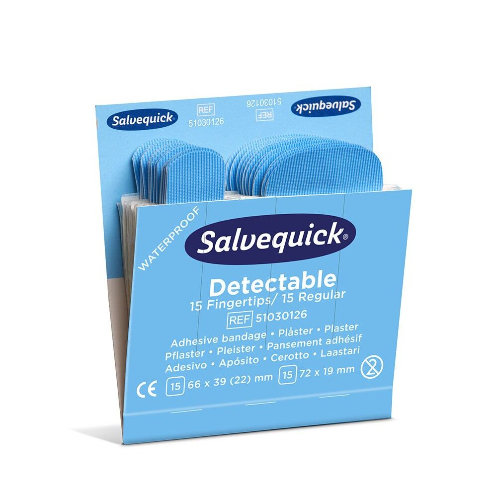 Nachfüllpack 2 I Pflaster für Salvequick Pflasterspender Blue Detectable KC110637 (Pack=10 x (6 x 30 Stück))