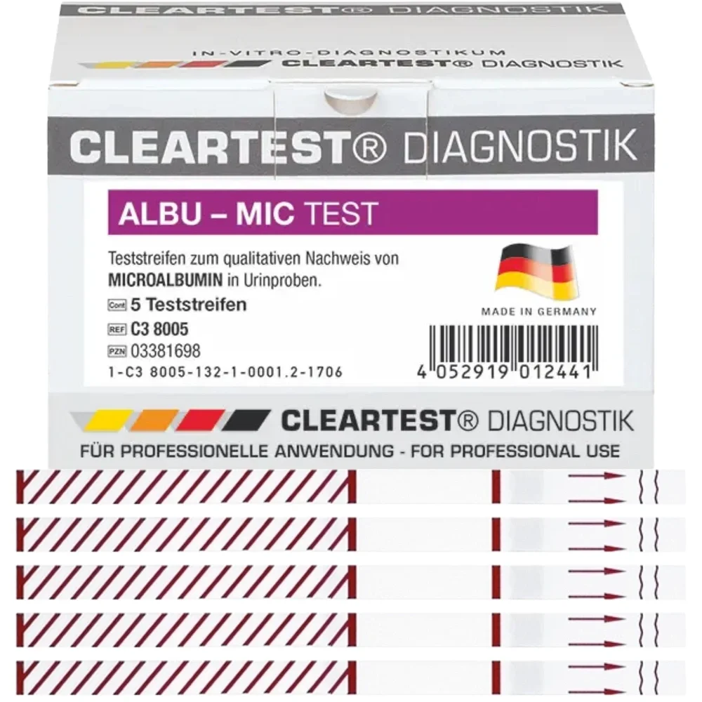 Cleartest Albu-Mic Mikroalbumin Urin Test 5 Streifen