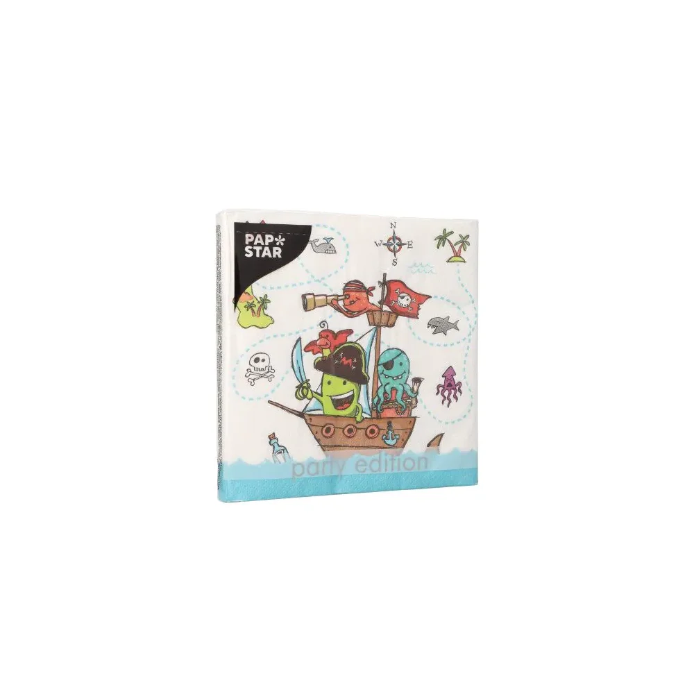 Servietten Pirate Crew 33 x 33 cm 3-lagig 1/4 Falz | 10 Pack à 20 Servietten