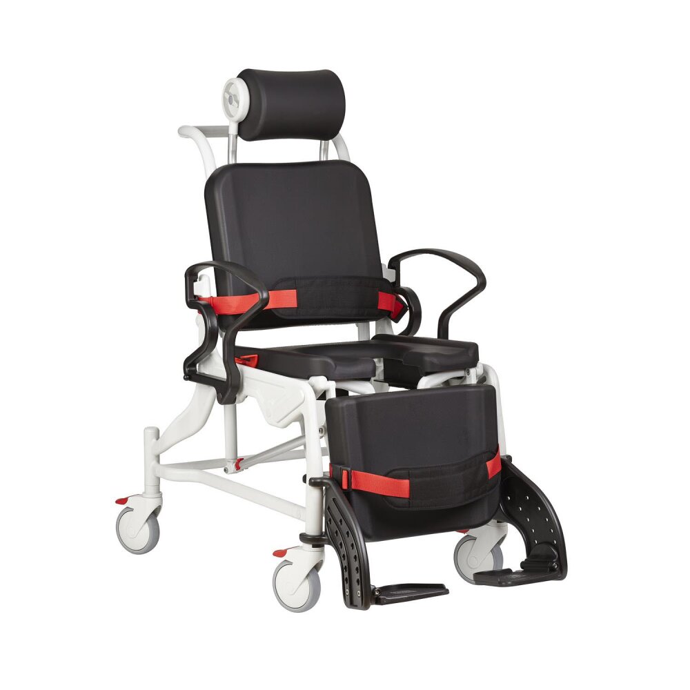 REBOTEC Multifunktionsrollstuhl Phoenix mit Hygieneausschnitt grau/ rubinrot