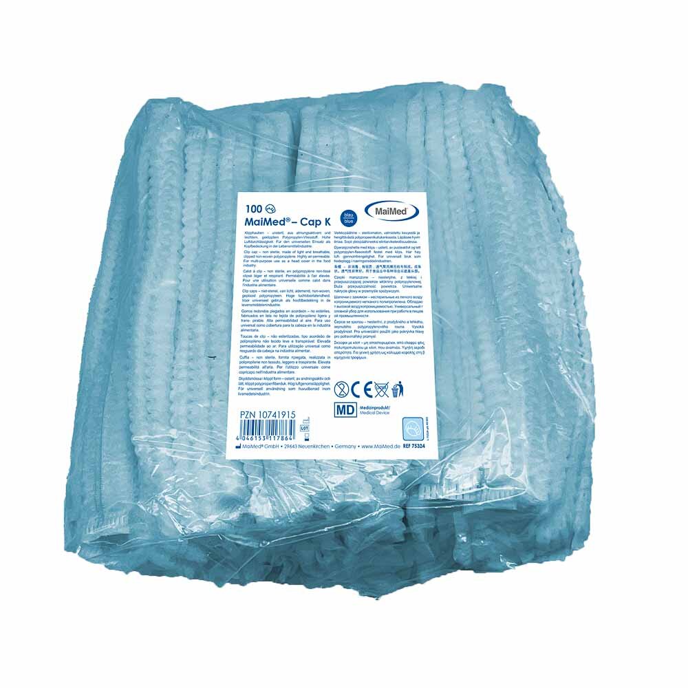 MaiMed® – Cap K, Klipphauben Schwesternhauben in blau, 100 Stück im Beutel