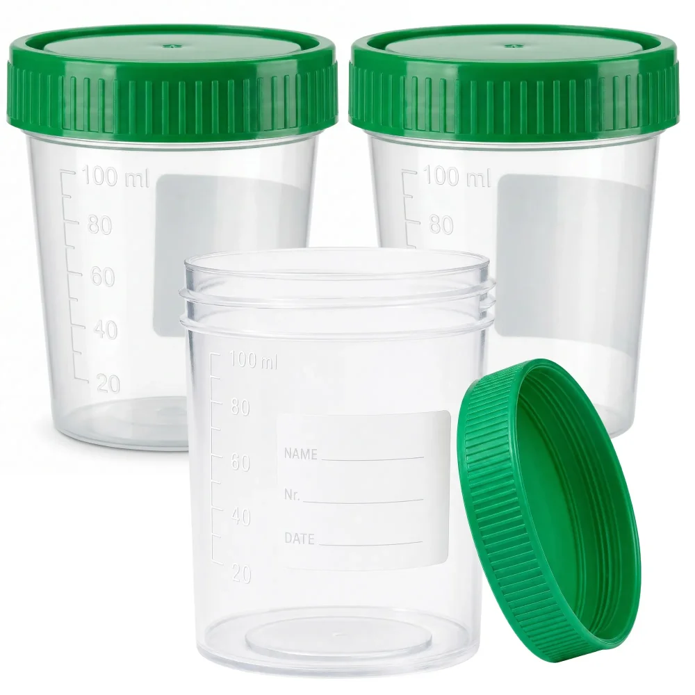 Kaiser Cares Urinbecher 125 ml Probenbecher mit Deckel 3 Stück