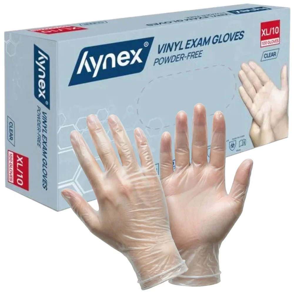 Hynex Vinylhandschuh 4,5g transparent puderfrei (Box a 100 Stück) in Größe XL