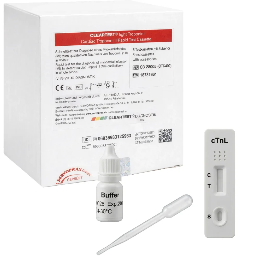 CLEARTEST Troponin I Herzinfarkt Myokardinfarkt Schnelltest 5 St.