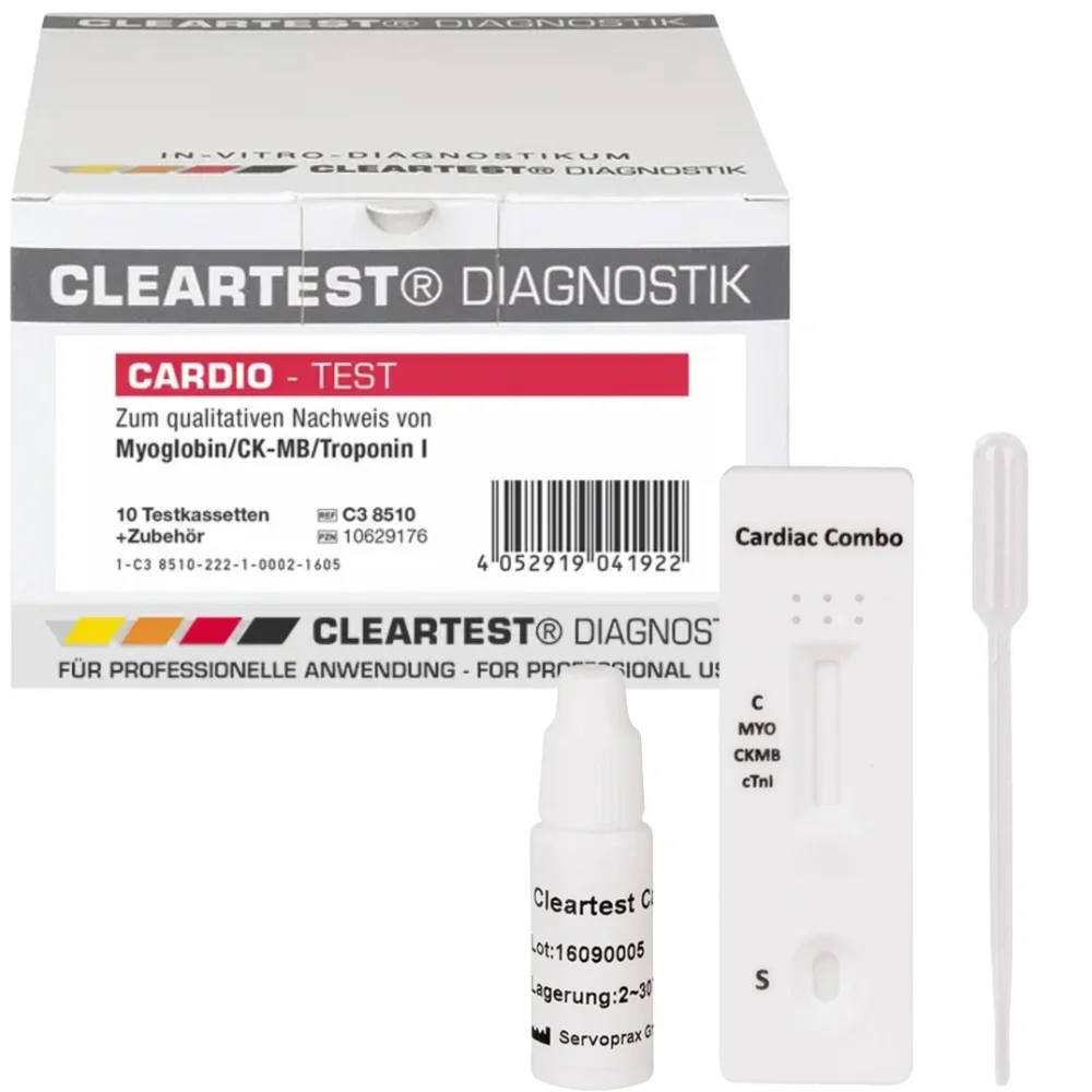 Cleartest Cardio Myoglobin CK-MB Troponin Schnelltest 10 Tests