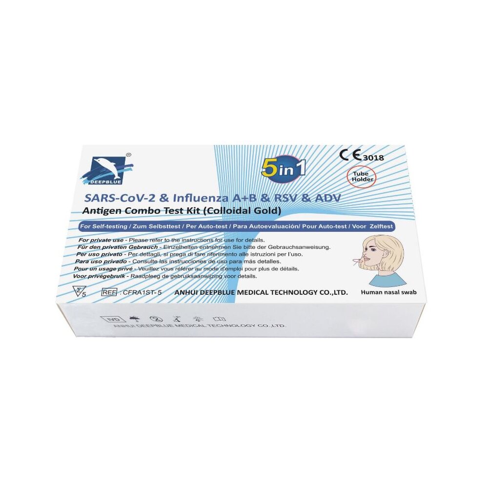 Deepblue SARS-CoV-2 & Influenza A+B & RSV & ADV Antigen 5 in 1 Test | 1 Stück