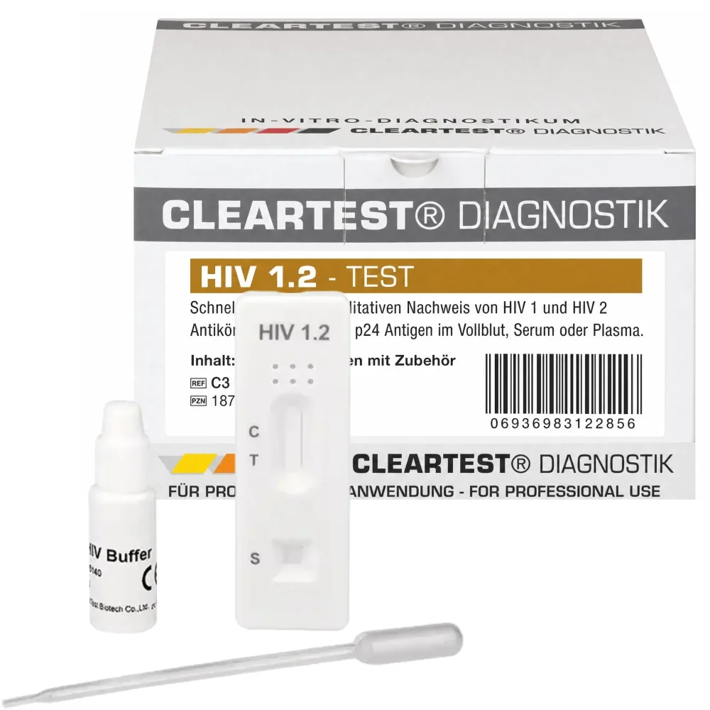 CLEARTEST HIV 1.2 Schnelltest für Vollblut, Serum und Plasma 10 Tests