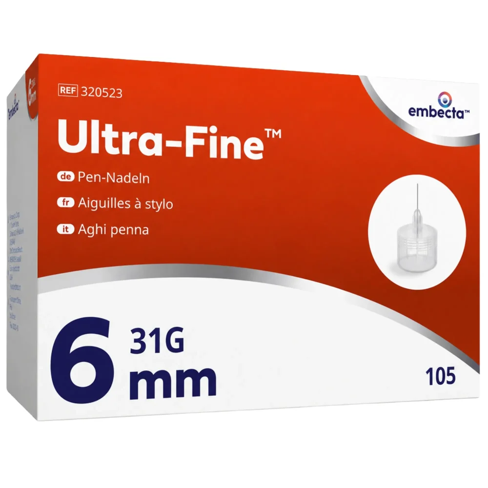 embecta Ultra Fine Pen-Nadeln 31G 6mm für Insulin 105 Stück