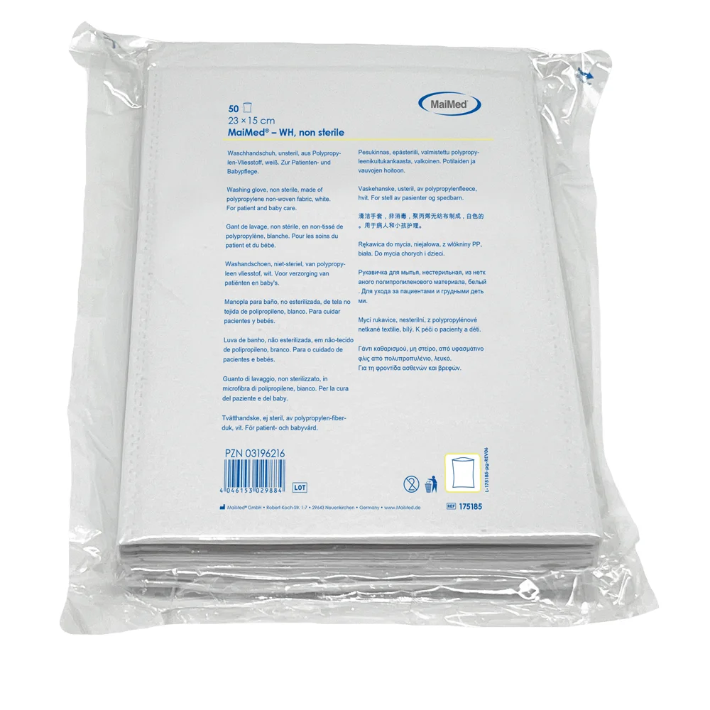 MaiMed WH Waschhandschuhe Einmalwaschlappen (50 Stück)