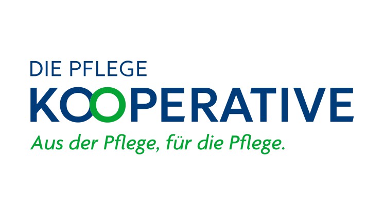 Blau-Grünes Logo der Pflegegenossenschaft.